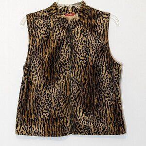 WOMEN'S "Jalate" Animal Print Velour Zipper Vest; Size M